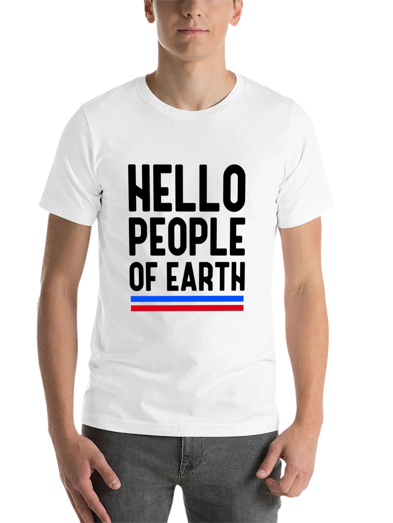 Black Hello People of Earth Graphic Tee view 14