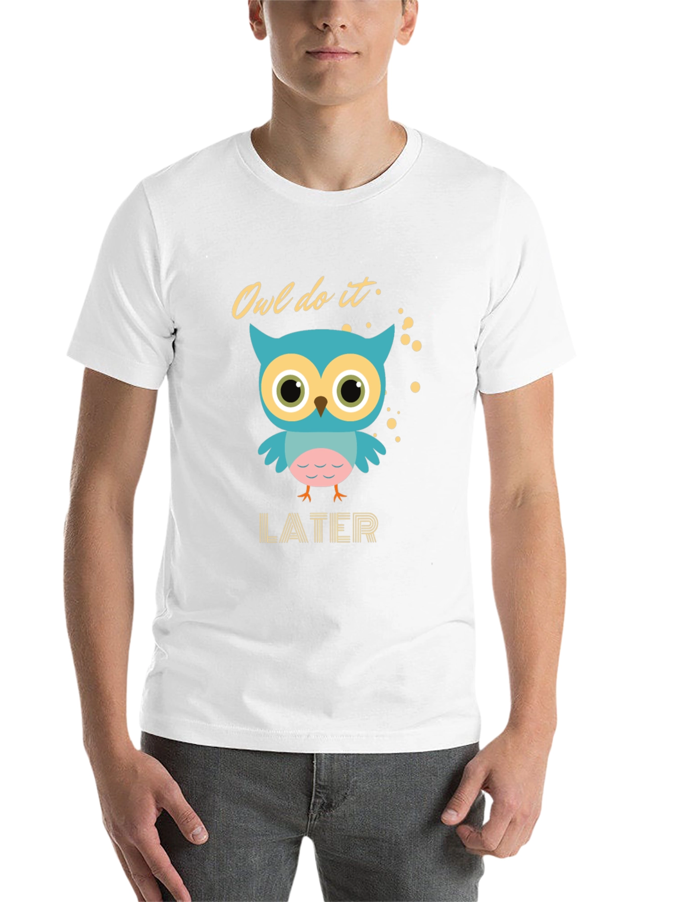 Black Owl Do It Later T-Shirt - Funny Bird Graphic Tee view 14