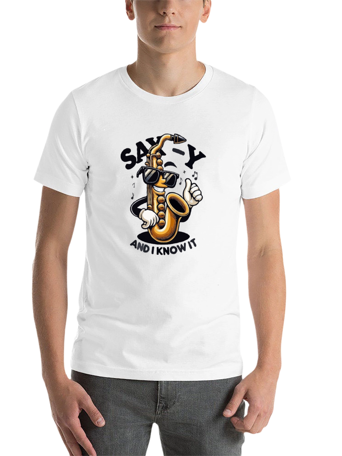 Black Sax-y and I Know It Black Graphic T-Shirt view 14