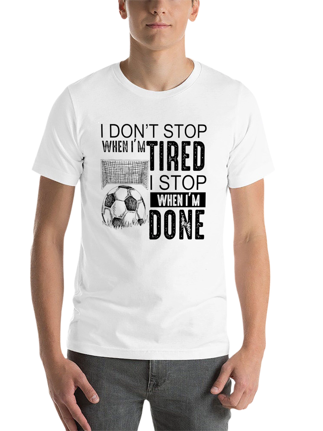 Black Soccer Goal & Ball Graphic Men's Black T-Shirt view 14