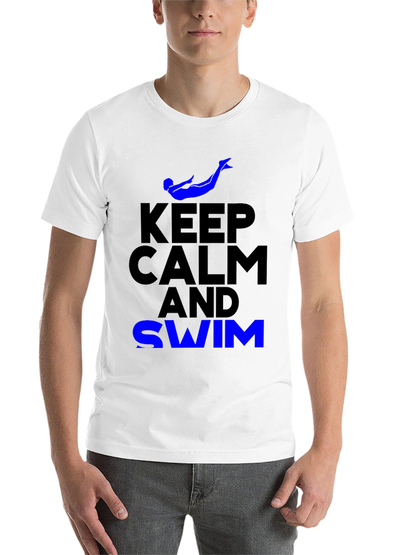 Black Keep Calm and Swim Graphic Tee - Blue view 14