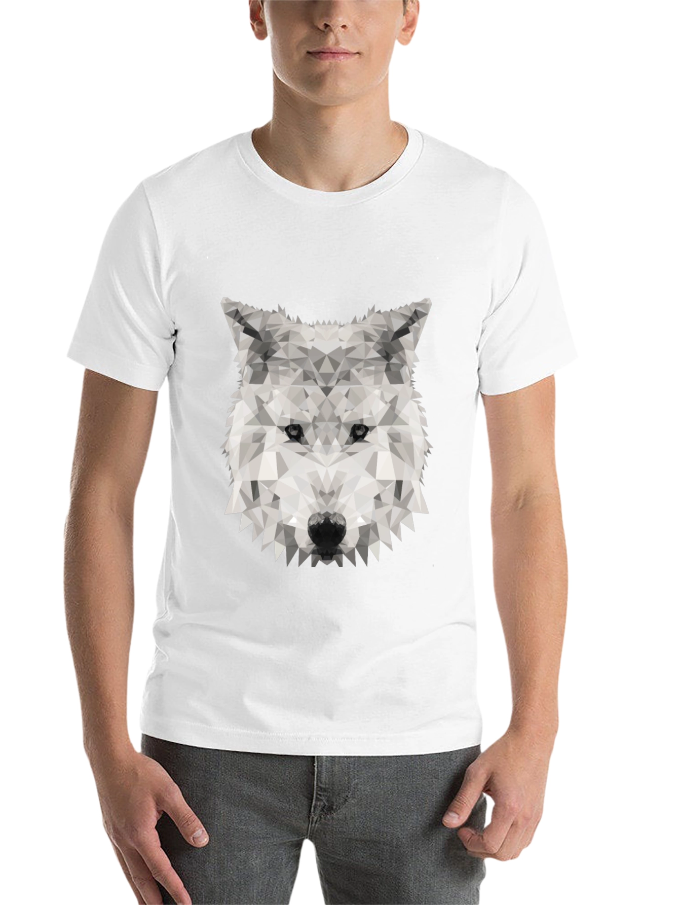 Black Geometric Wolf Graphic Tee - Stylish Black T-Shirt view 14