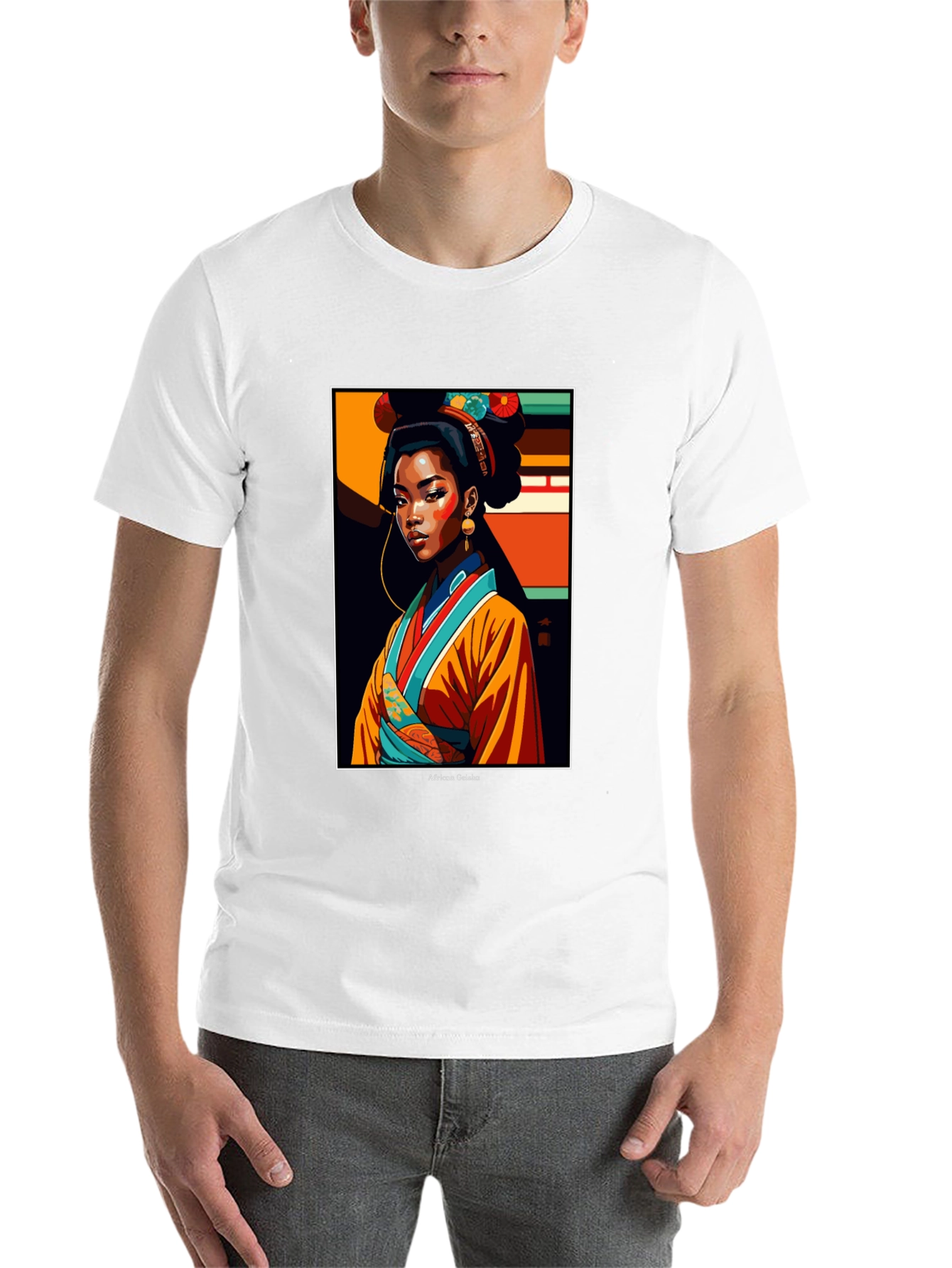 Black African Geisha Graphic Tee - Stylish Unisex T-Shirt view 14