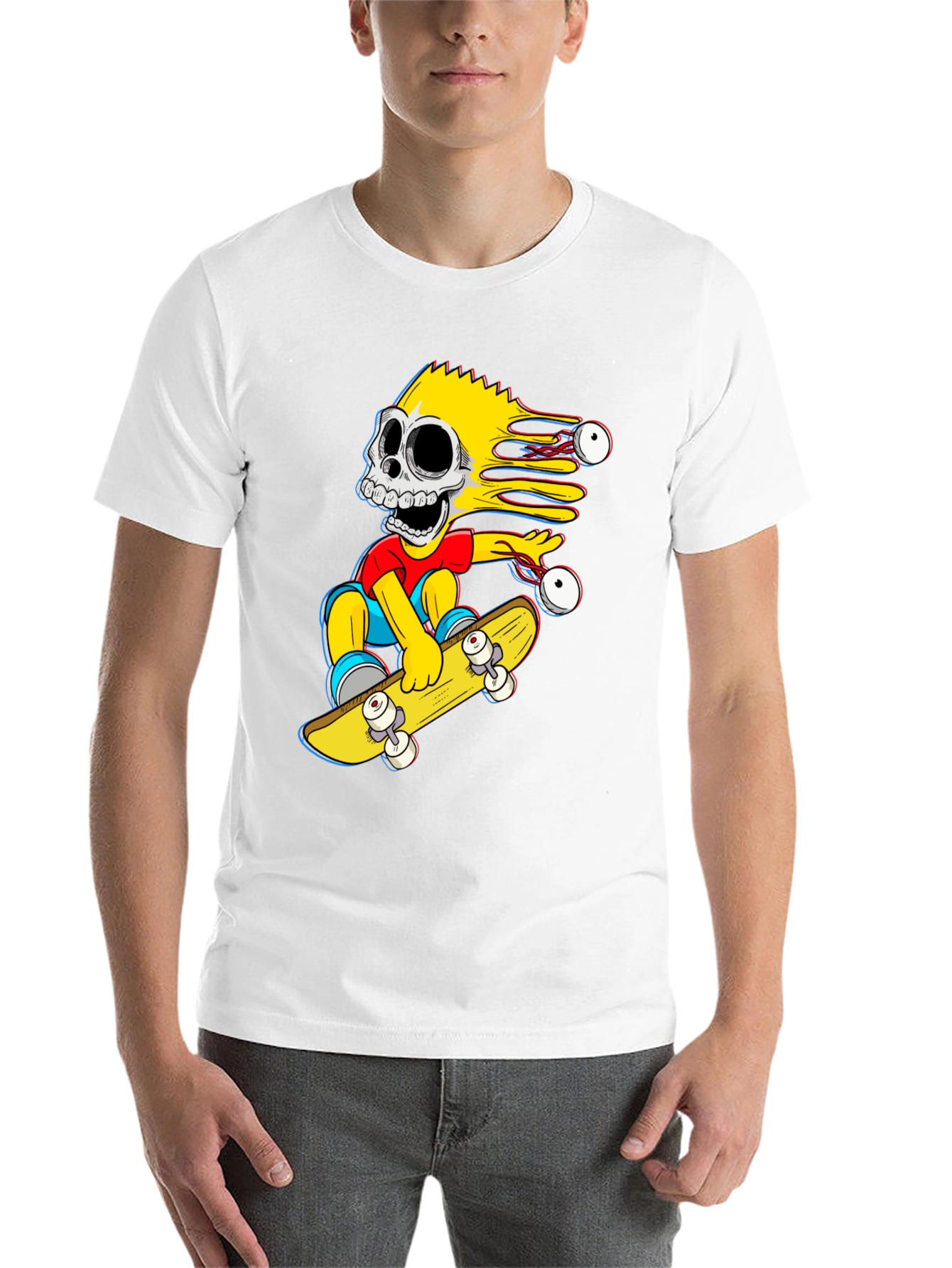 Black Skeleton Bart Simpson Skateboard Graphic Tee view 14