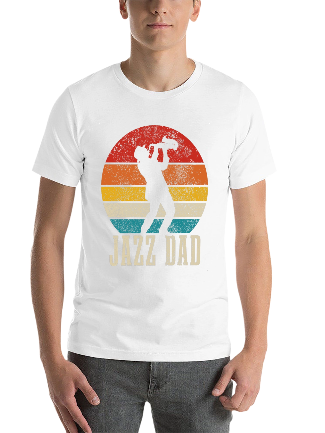 Black Jazz Dad Graphic Tee - Retro Sunset Design view 14