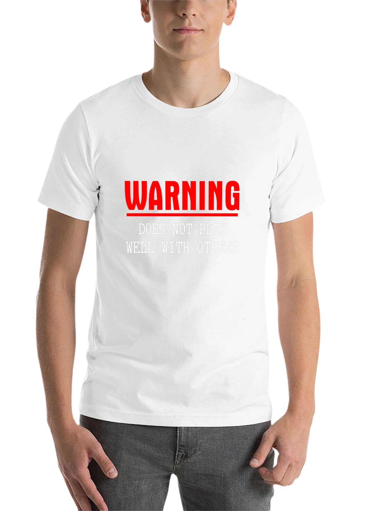 Black Warning: Does Not Play Well With Others T-Shirt view 14