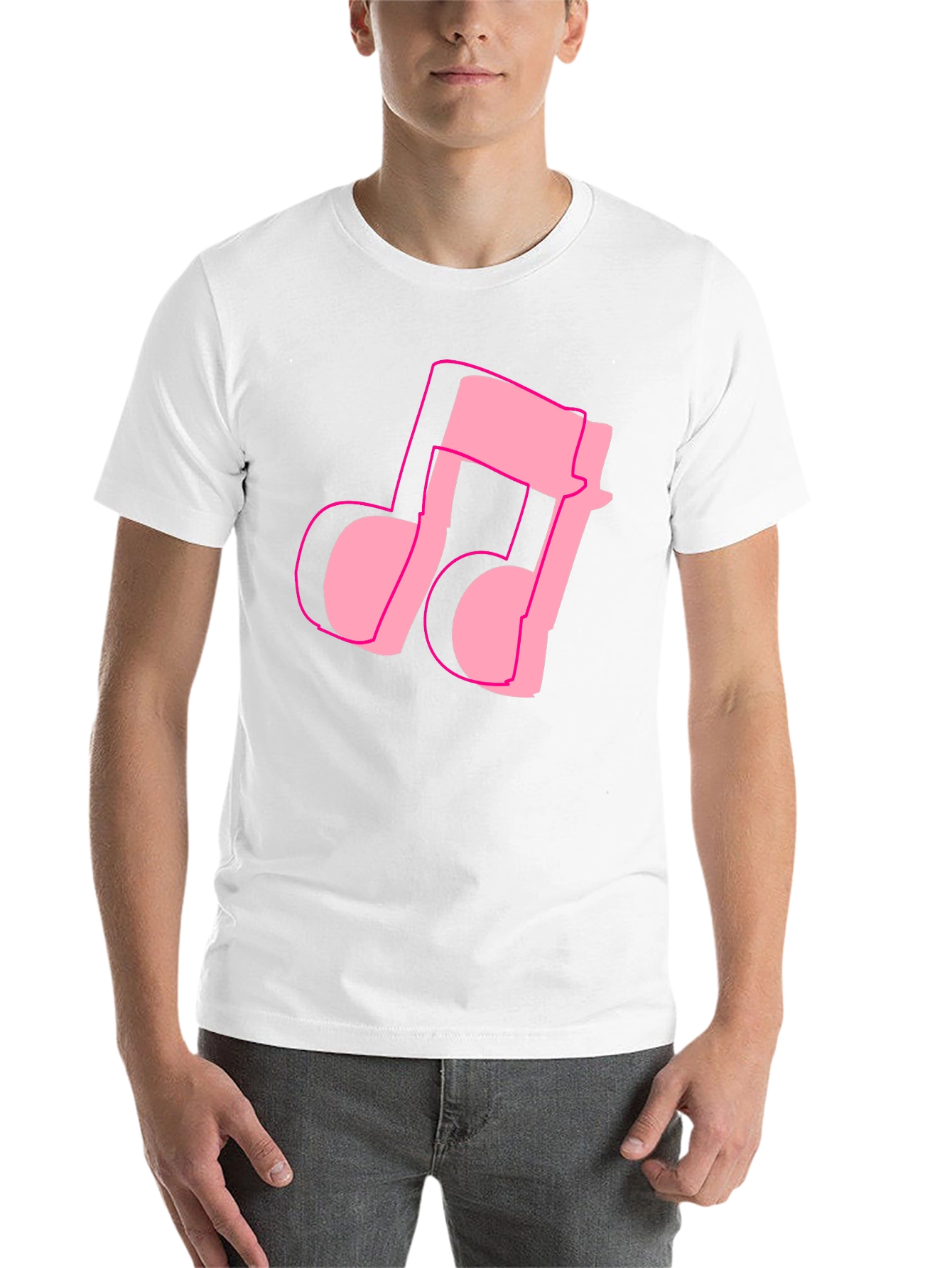Black Pink Music Note Graphic Black T-Shirt view 14