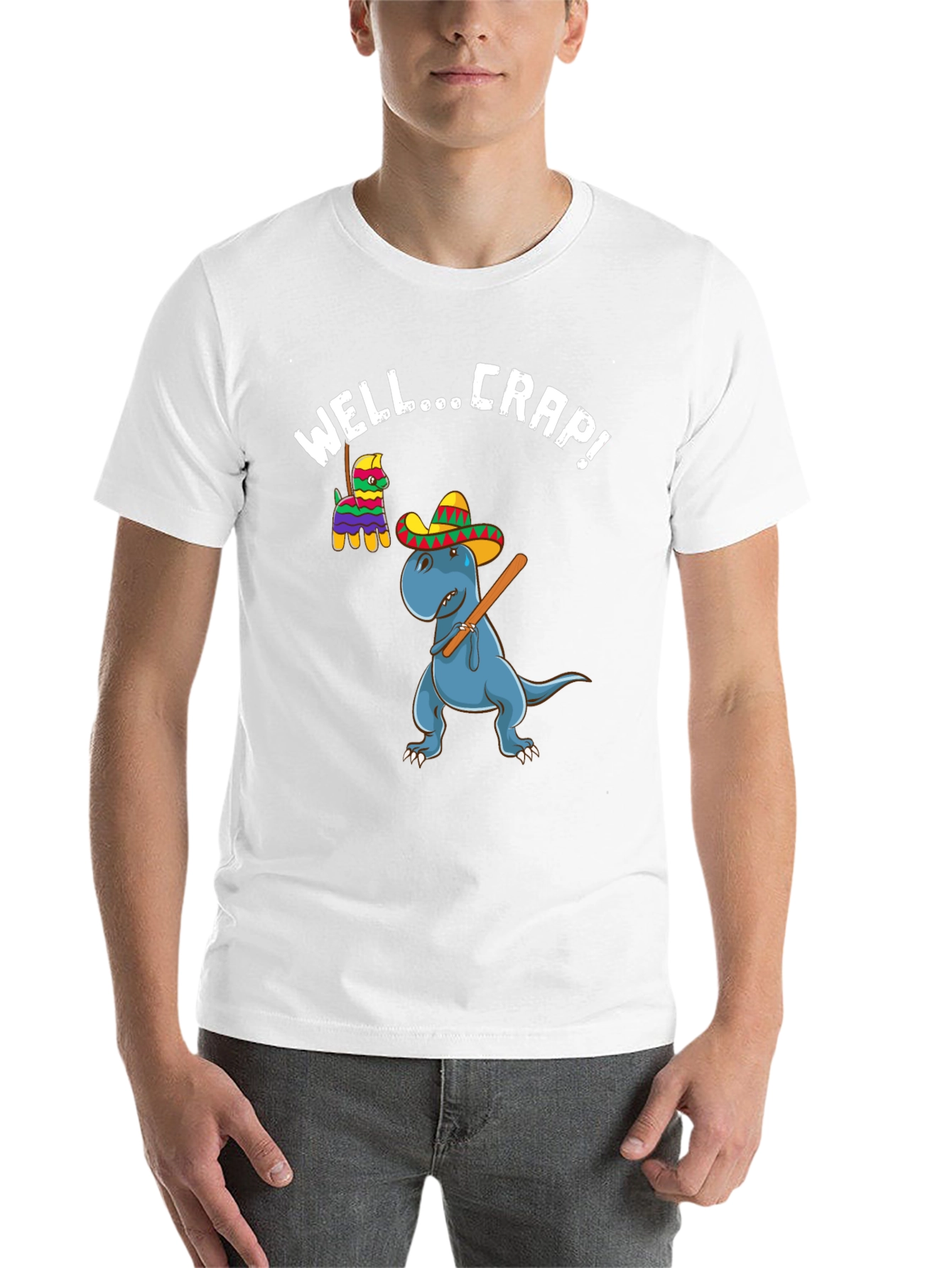 Black Dinosaur Piñata Funny Graphic T-Shirt view 14