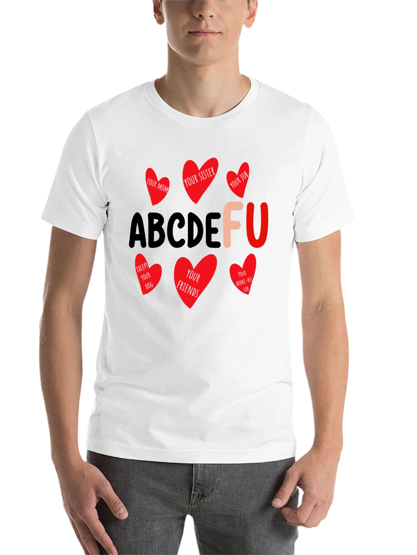 Black ABCDEFU T-Shirt Funny Graphic Tee view 14