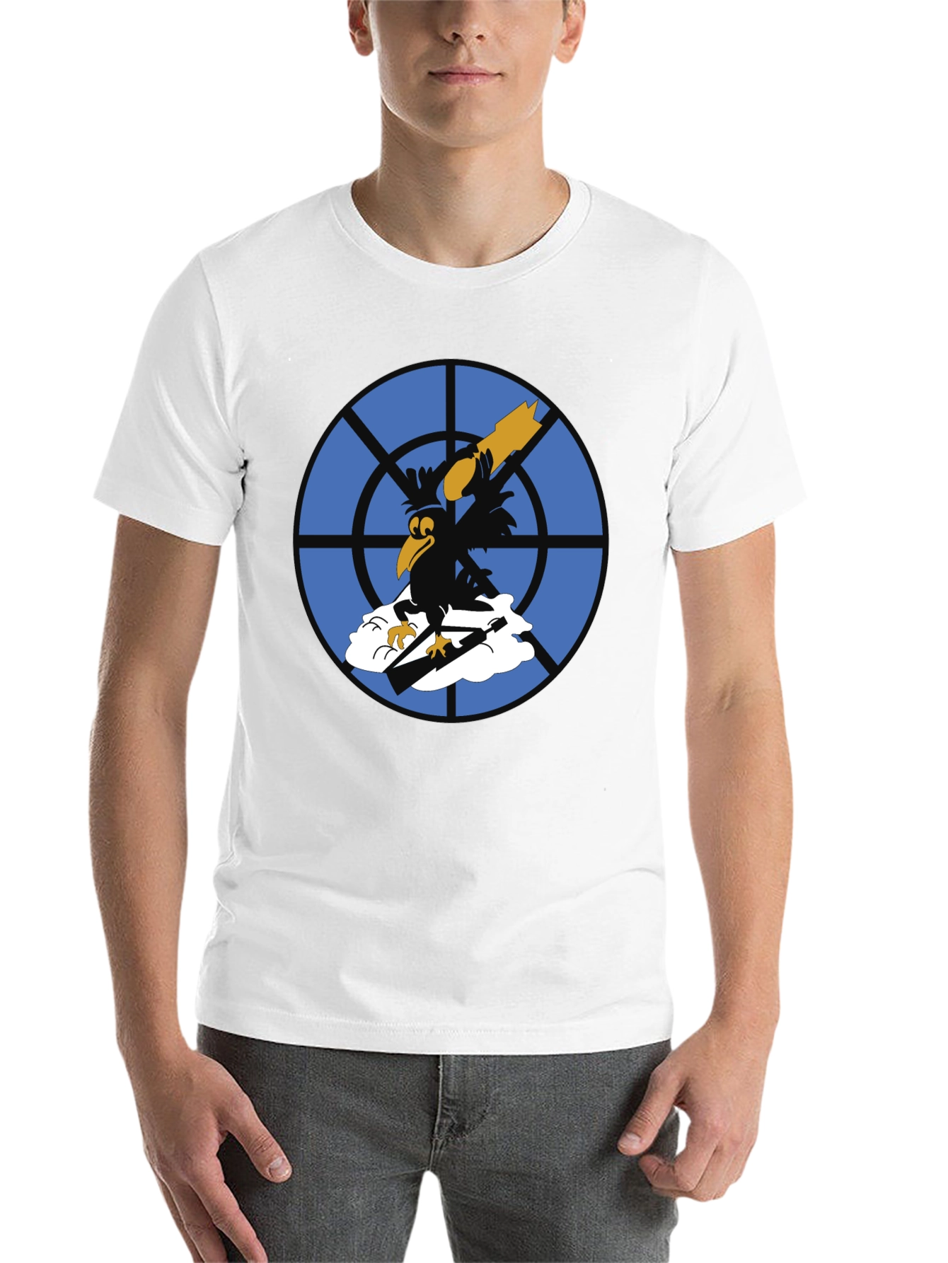 Black Cartoon Crow Graphic Tee - Black T-Shirt view 14