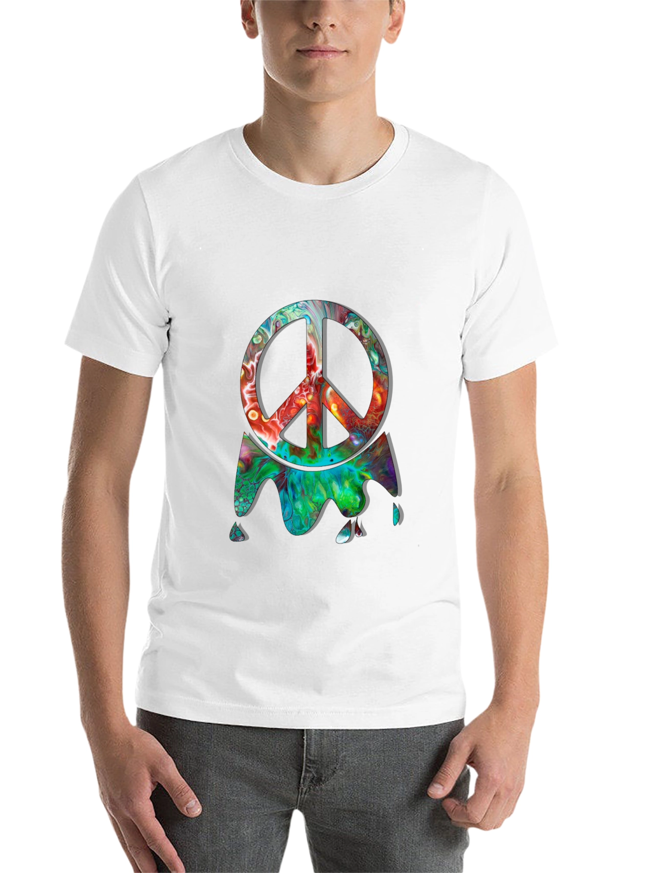 Black Psychedelic Peace Sign Black Graphic Tee view 14