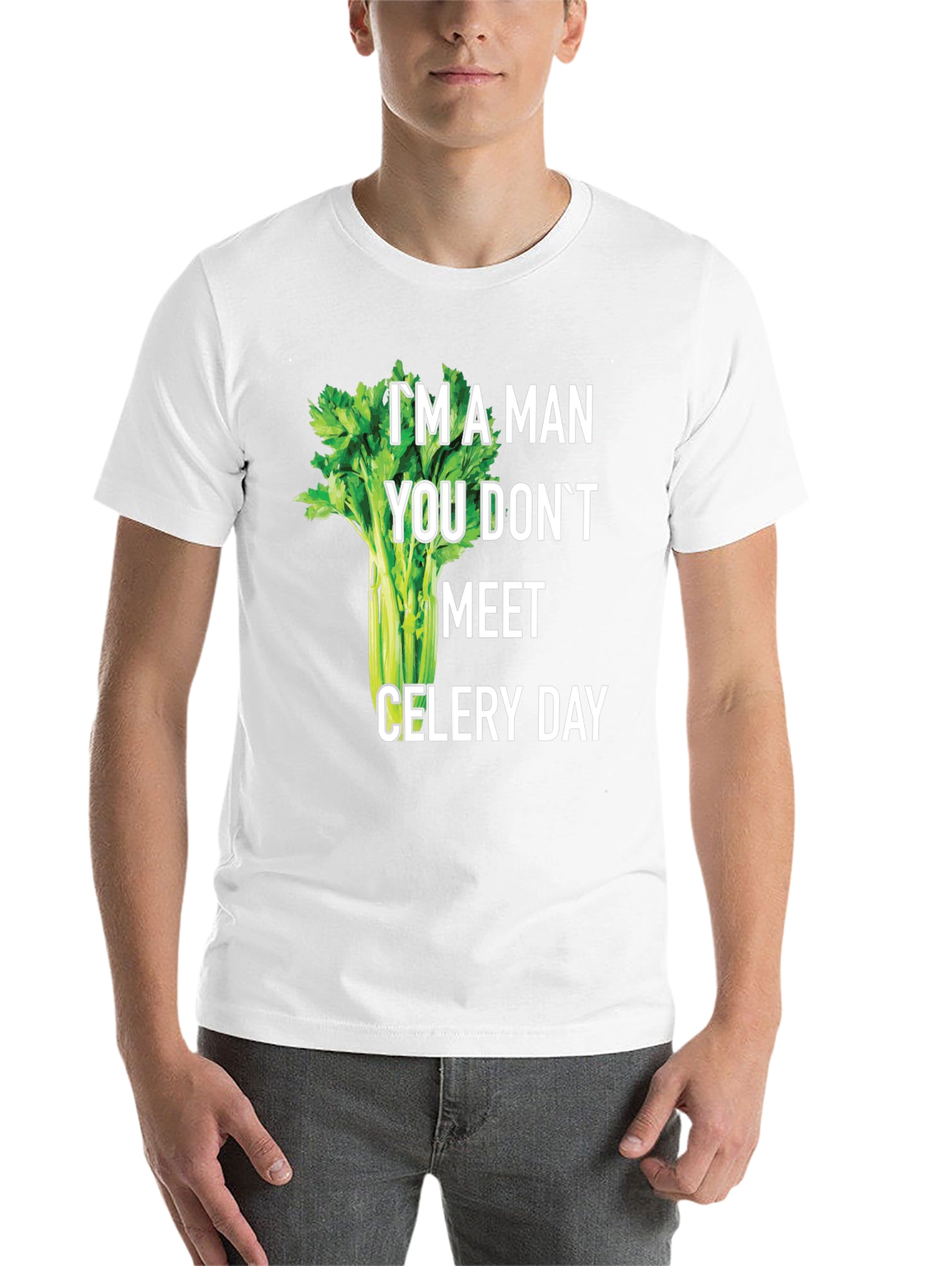 Black I'm A Man Celery Day T-Shirt Funny Graphic Tee view 14