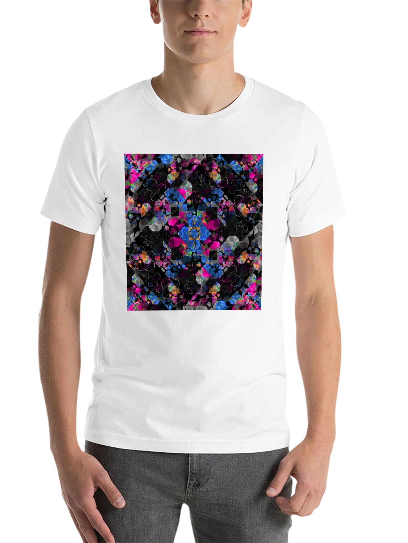 Black Abstract Floral T-Shirt - Modern Graphic Tee view 14