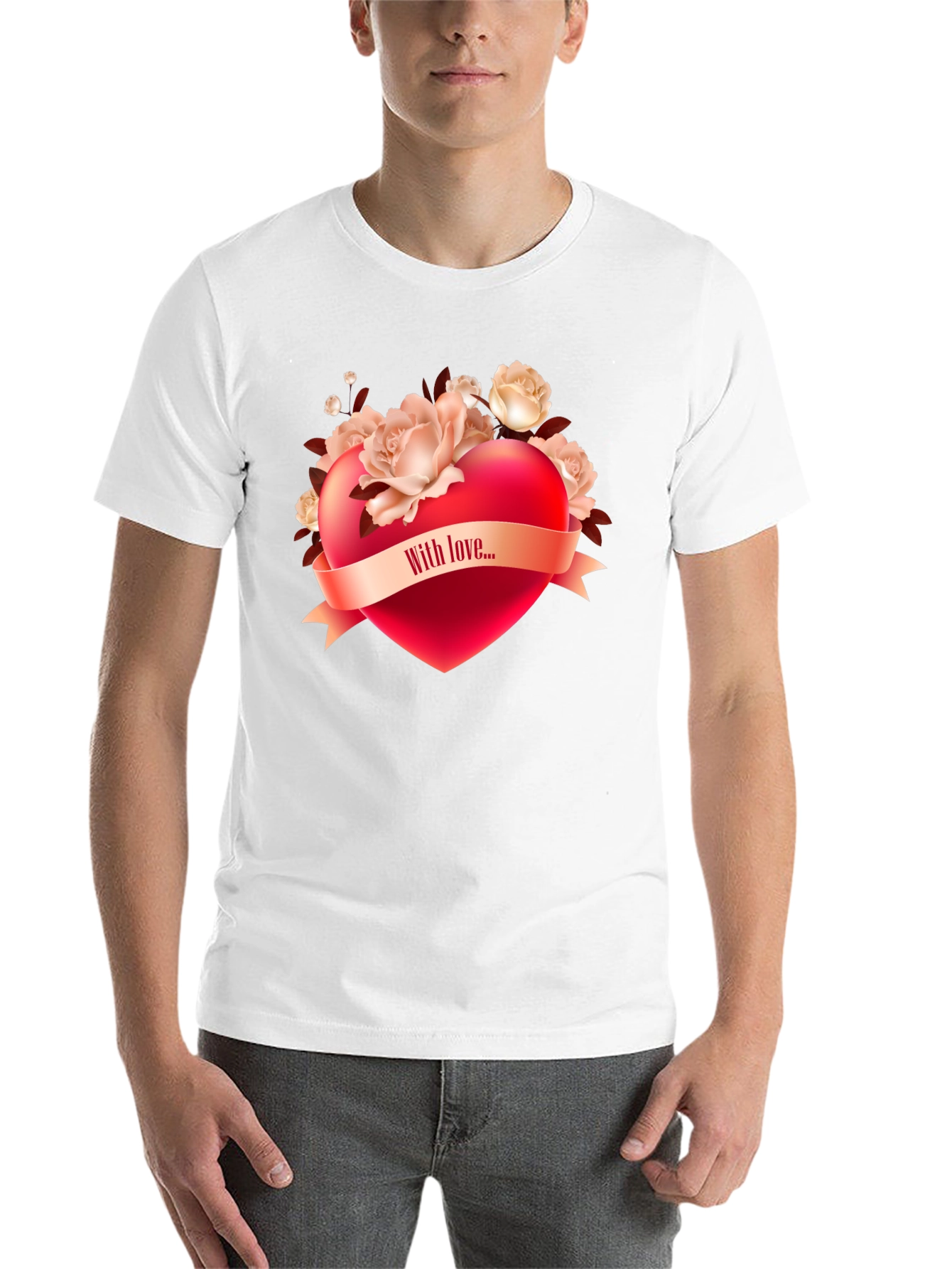 Black Romantic Heart & Roses Graphic T-Shirt view 14