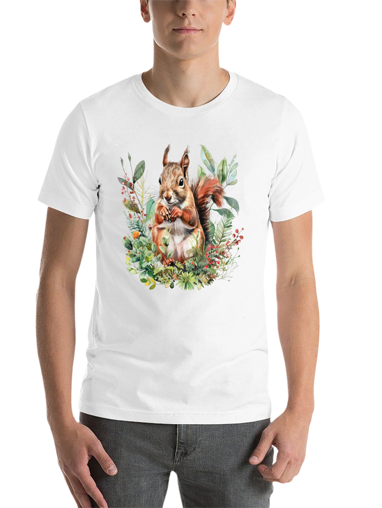 Black Squirrel Floral Print T-Shirt view 14