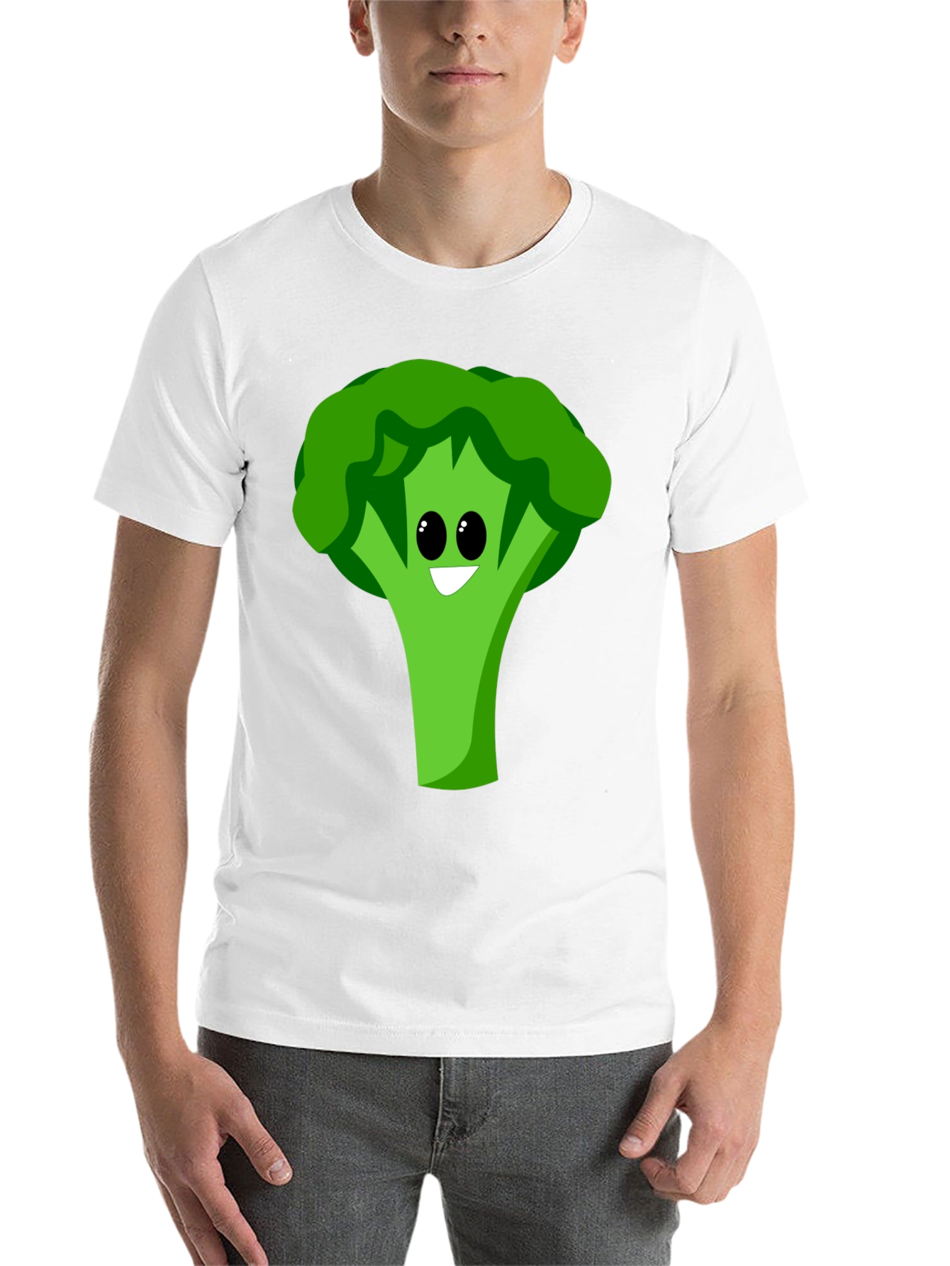 Black Cartoon Broccoli Graphic Tee - Black Cotton Blend view 14