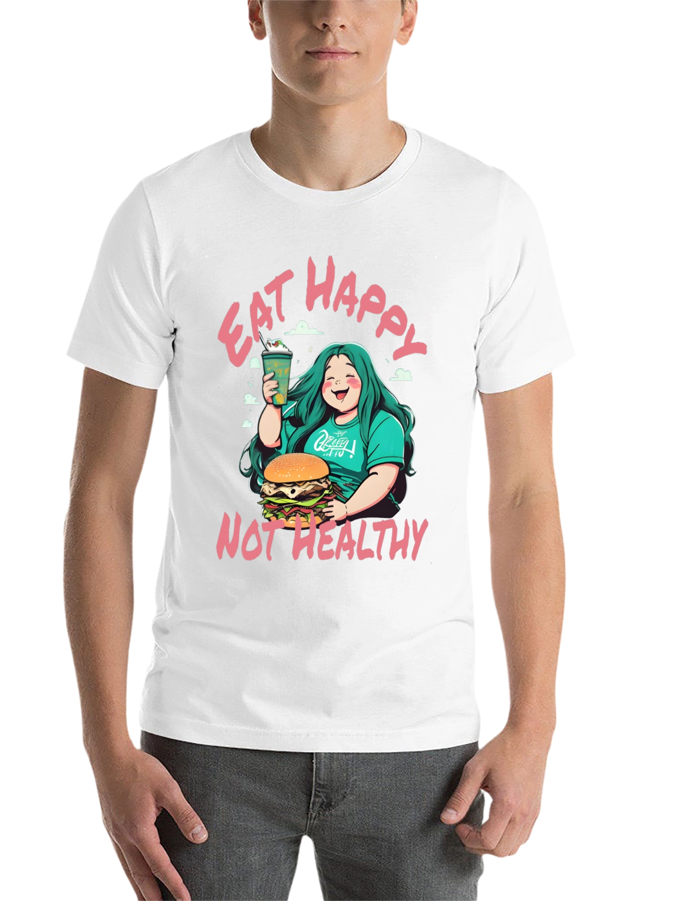 Eat Happy Not Healthy T-Shirt - Bold Graphic Tee - 14