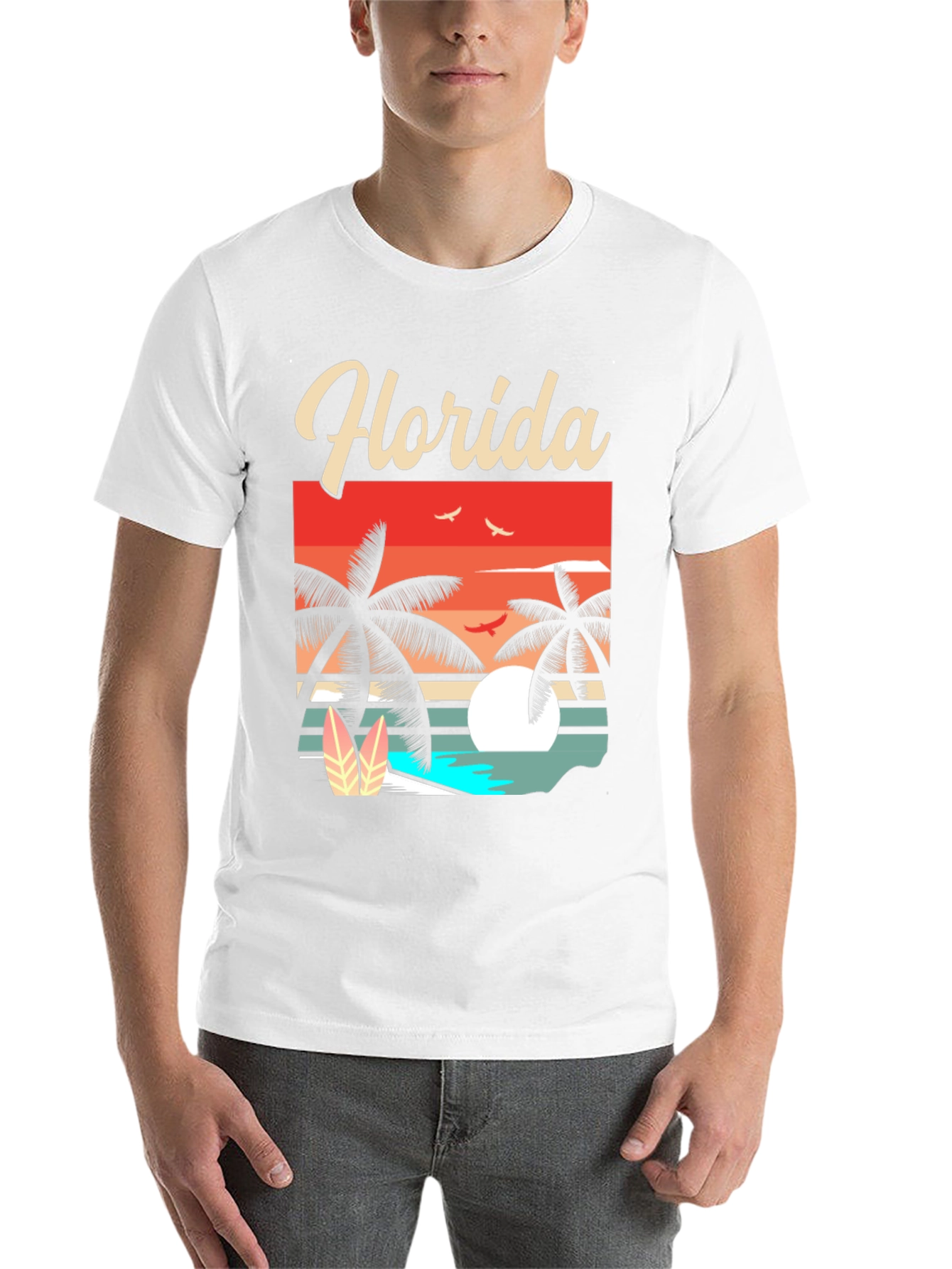 Black Florida Retro Sunset Palm T-Shirt view 14