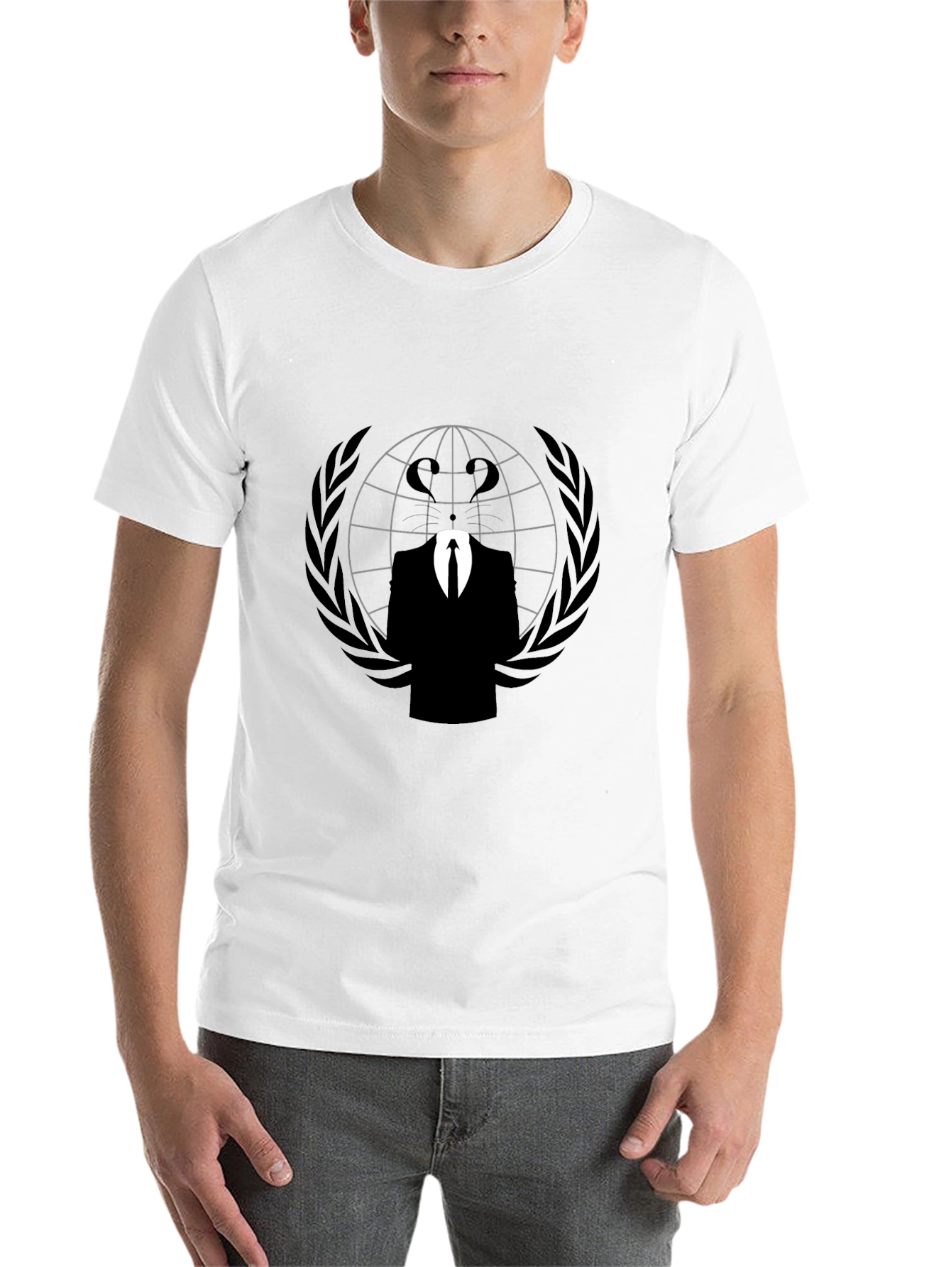 Black Anonymous Graphic Print Black T-Shirt view 14