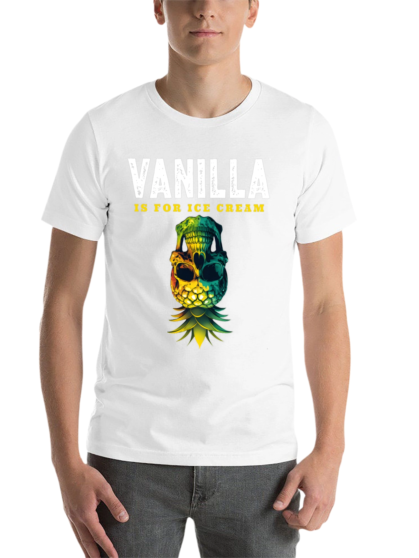 Black Vanilla Ice Cream Skull Pineapple T-Shirt view 14
