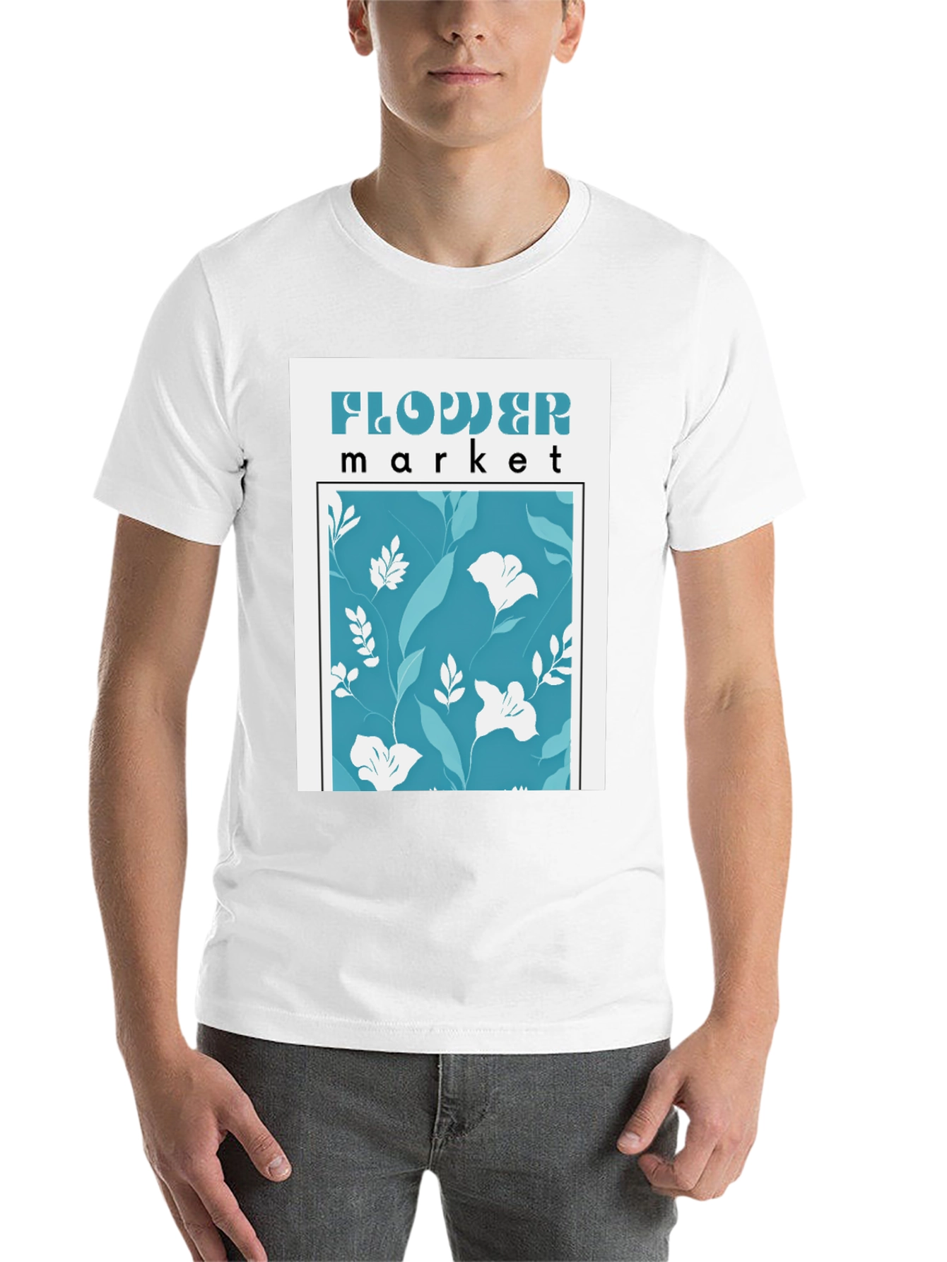 Black Flower Market Graphic Tee - Stylish Floral Print view 14
