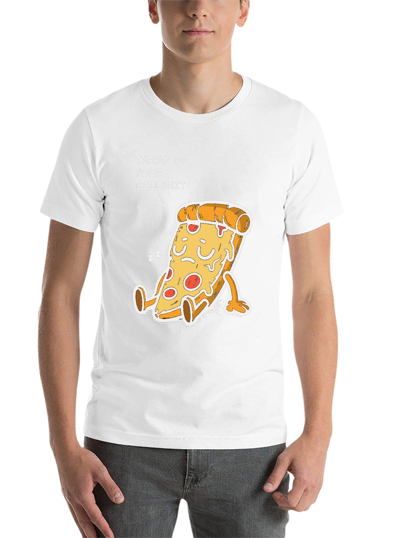 Black Tired of Your Bullshit Pizza Funny Graphic T-Shirt view 14