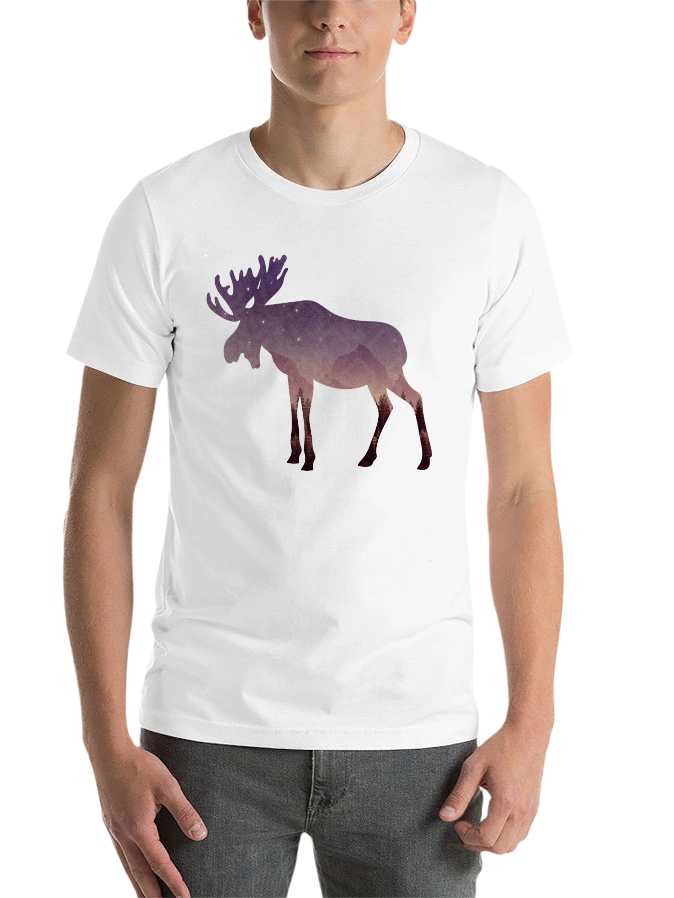 Black Moose Silhouette Graphic Tee - Nature Inspired Design view 14