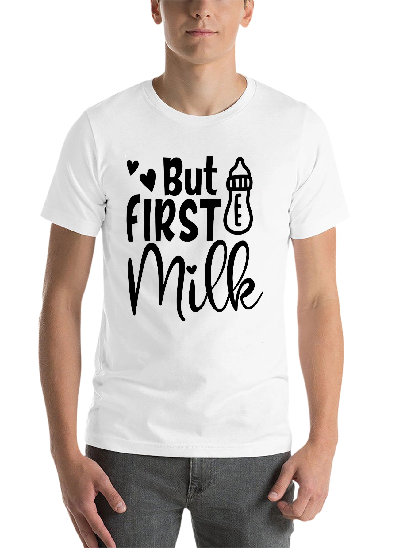 Black But First Milk T-Shirt - Black Novelty Tee view 14