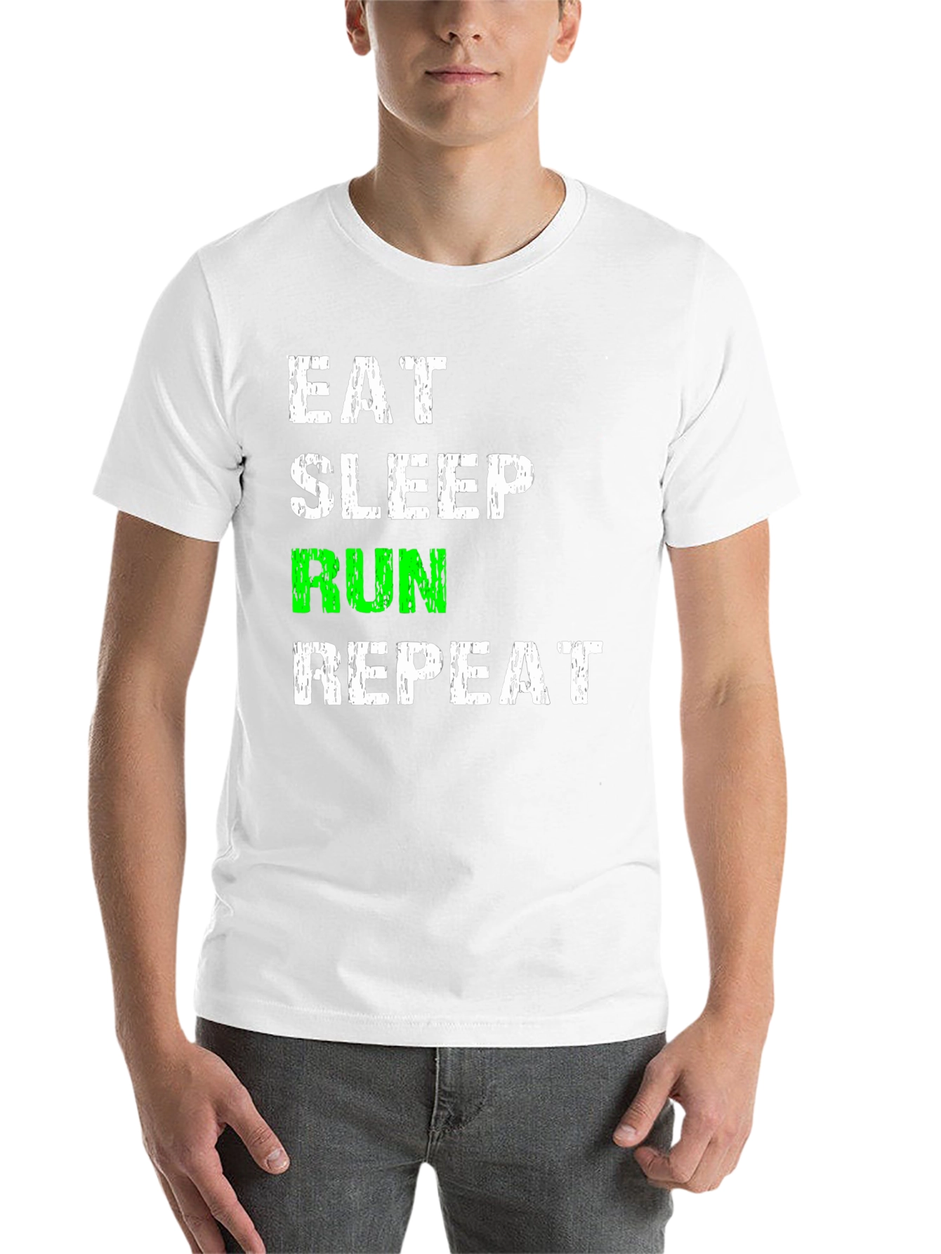 Black Eat Sleep Run Repeat Black Graphic Tee view 14