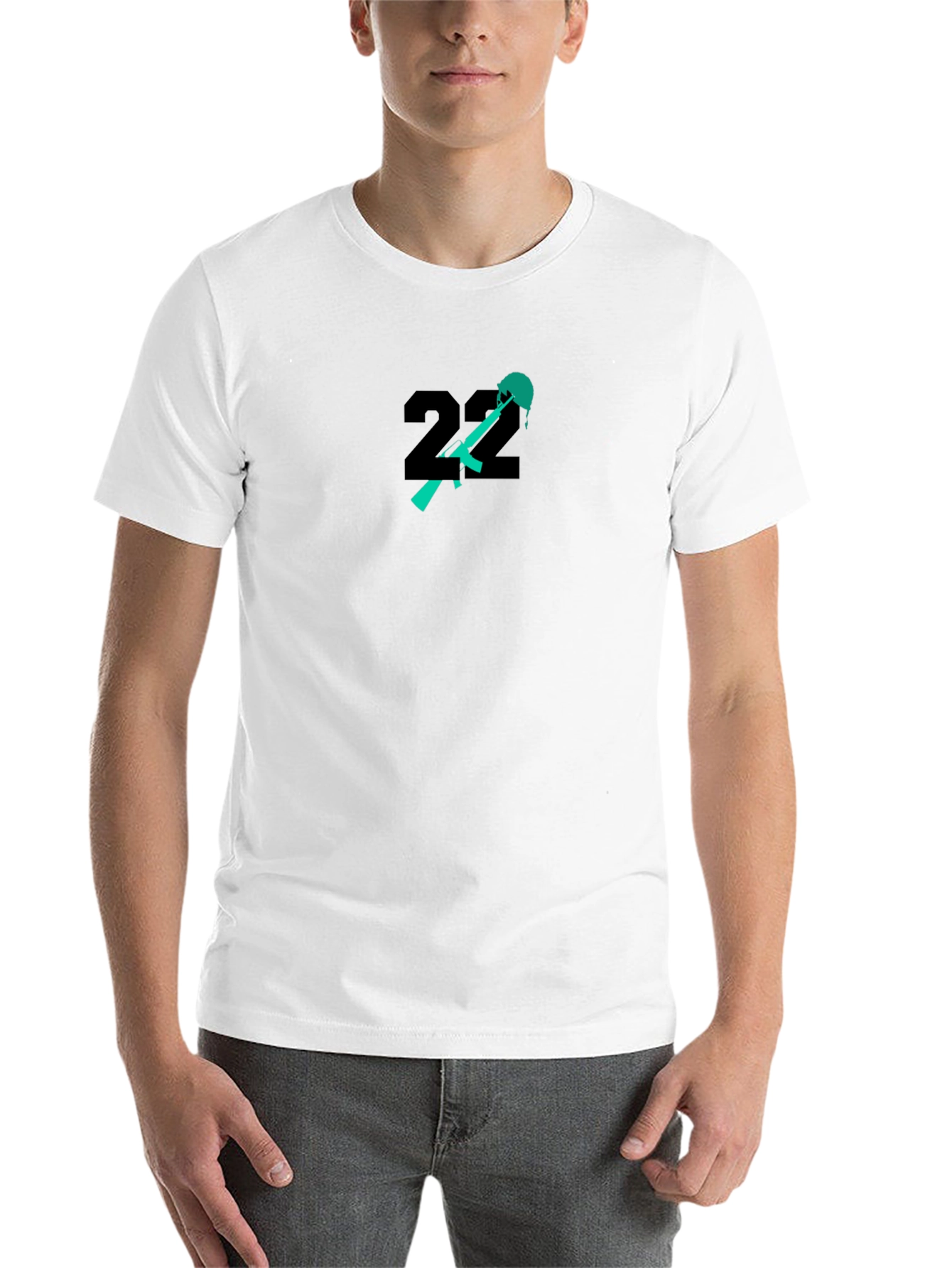 Black Edgy Number 22 Graphic Print Black T-Shirt view 14