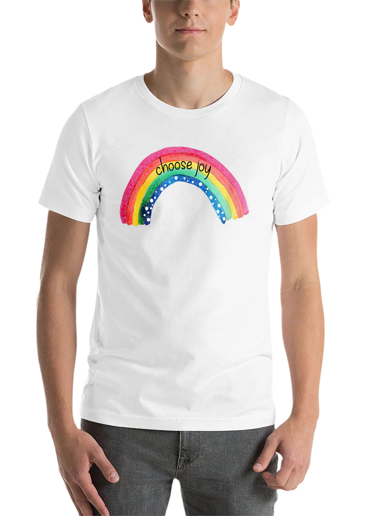 Black Choose Joy Rainbow Graphic T-Shirt - Black view 14
