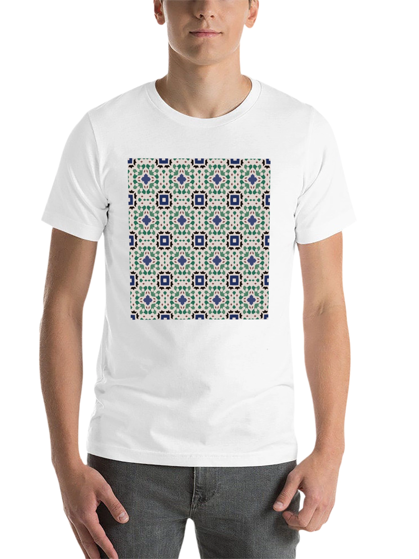 Black Patterned T-Shirt: Geometric Design view 14
