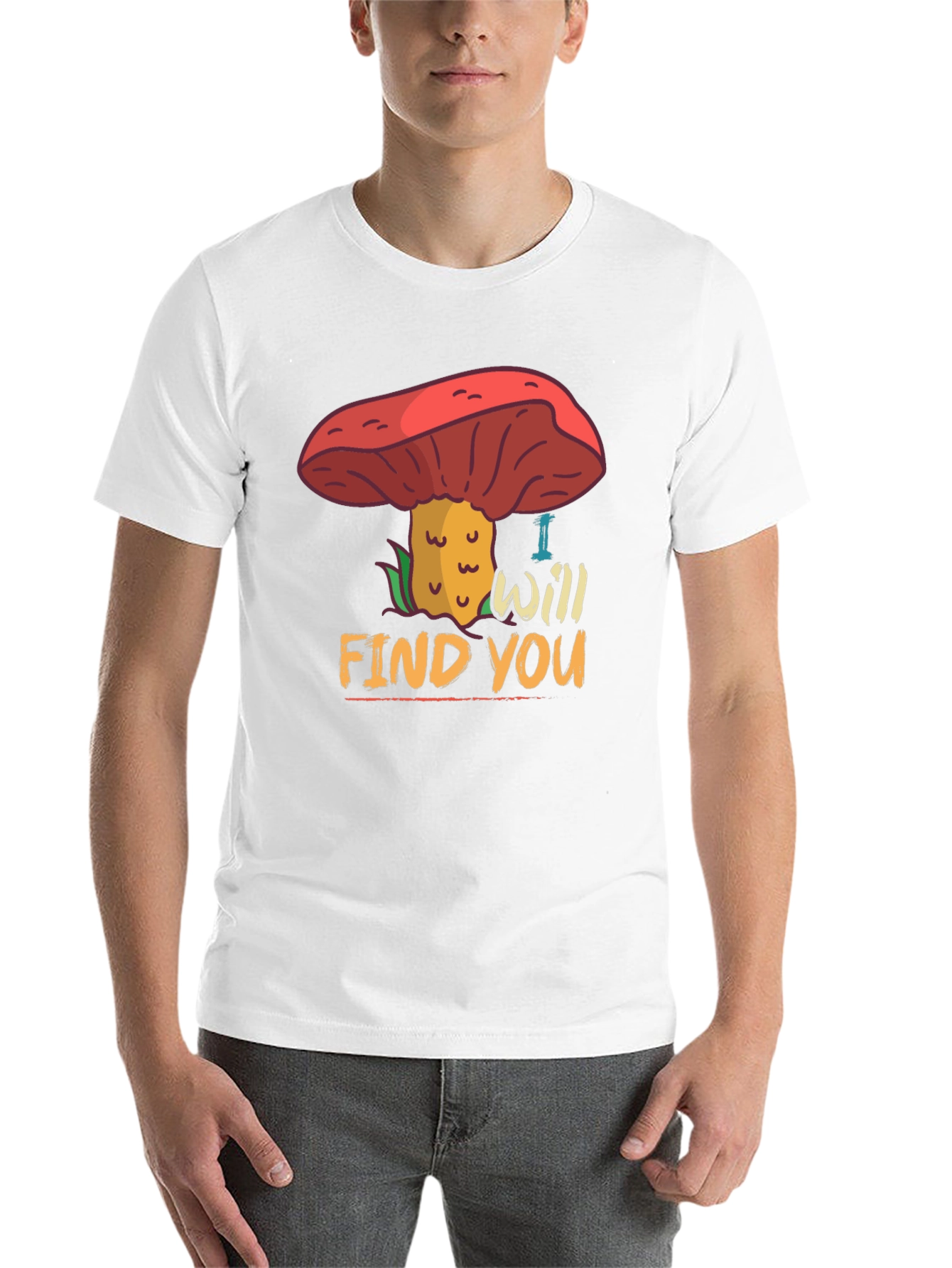 Black Mushroom Hunter T-Shirt - "I Will Find You" Fun Graphic Tee view 14