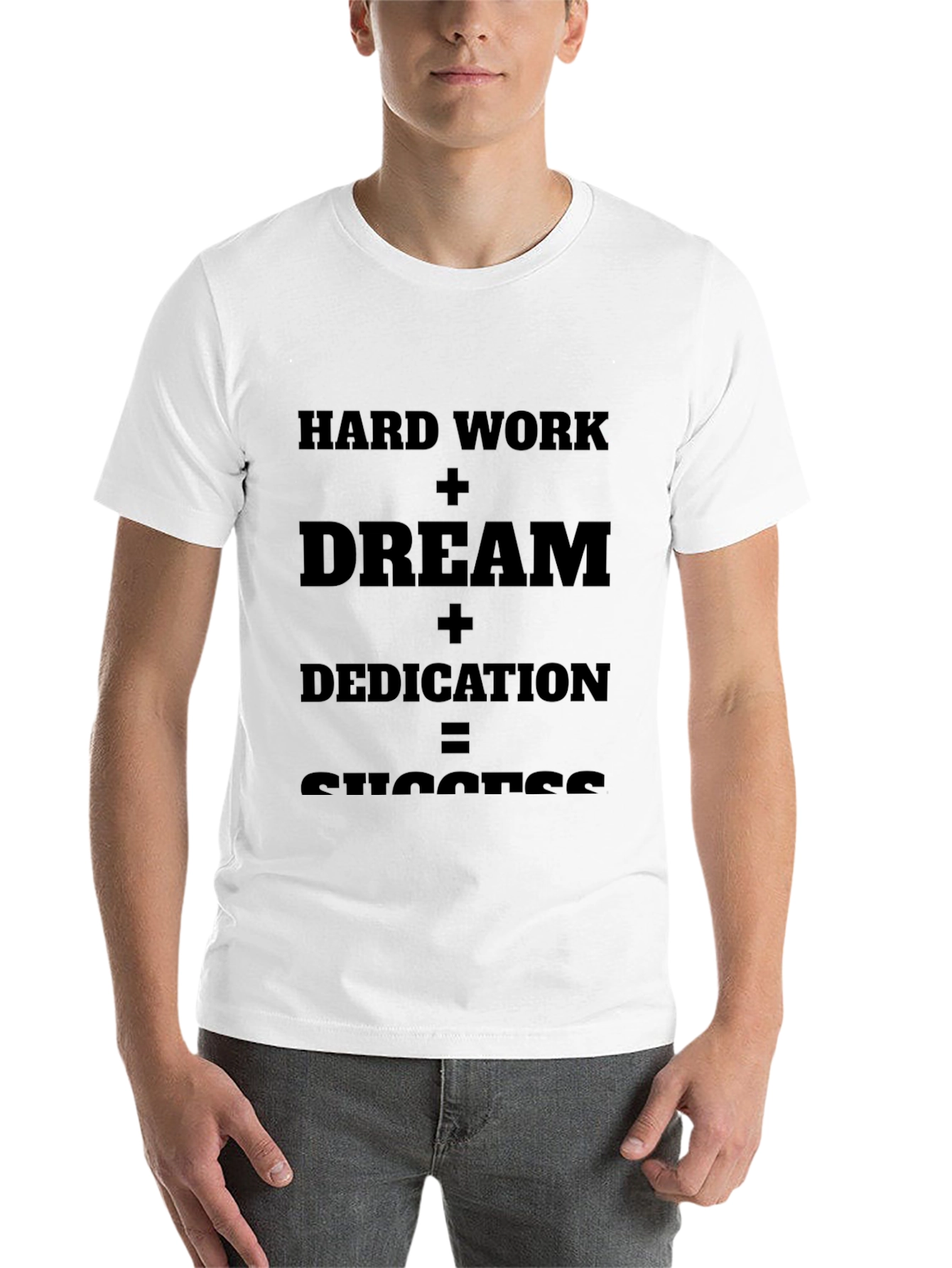 Black Motivational T-Shirt: Hard Work + Dream = Success view 14