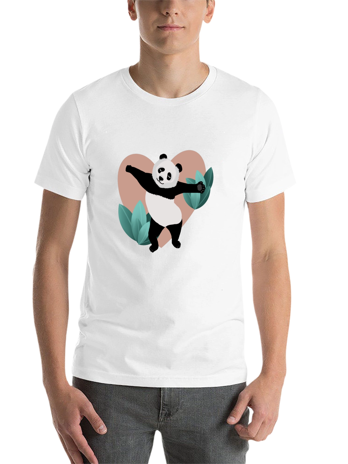 Black Panda Heart Graphic Black T-Shirt view 14