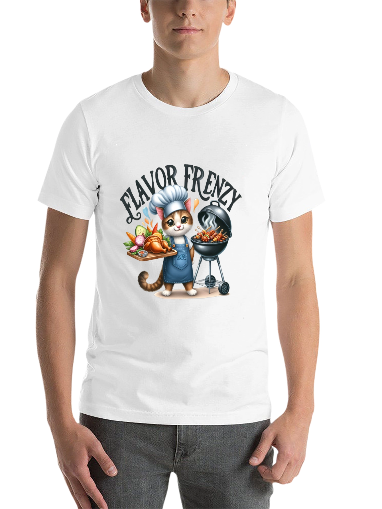 Black Flavor Frenzy Cat Chef T-Shirt view 14