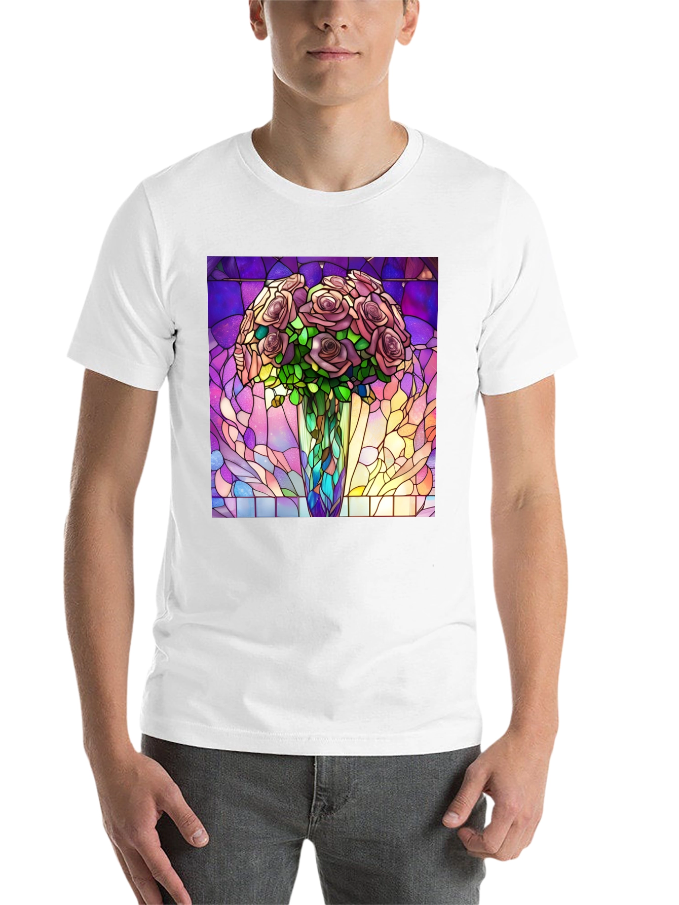 Black Stained Glass Roses Graphic T-Shirt view 14