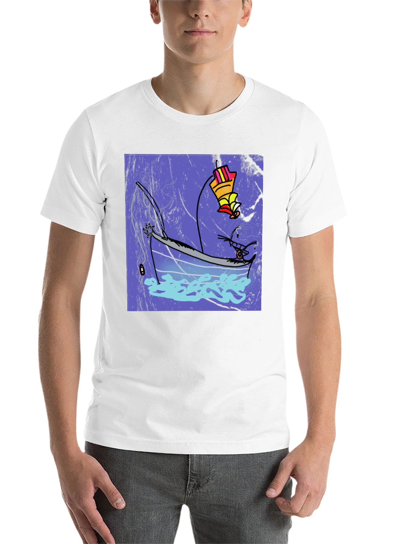 Black Fishing Boat Graphic Tee - Cool Artistic Design view 14