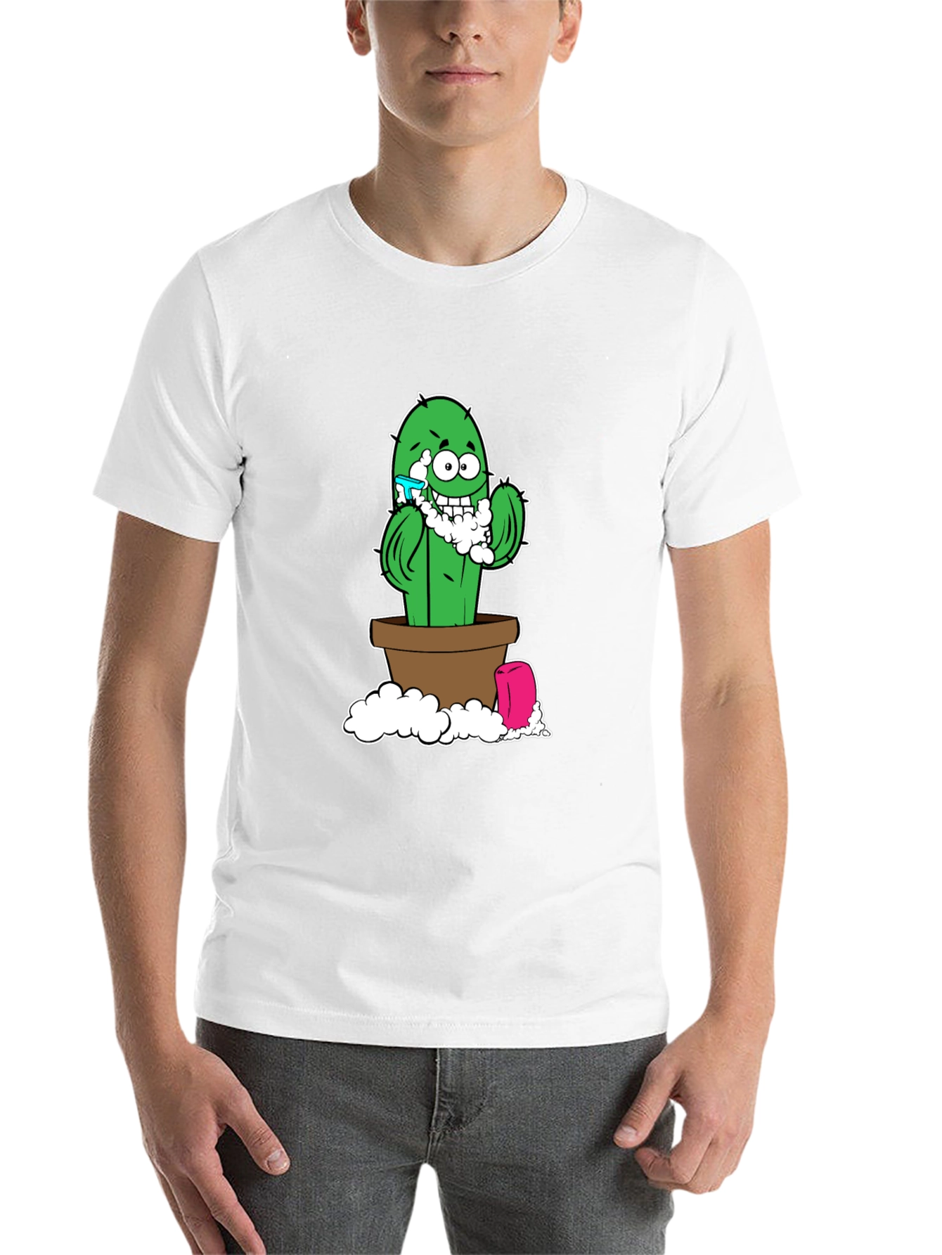 Black Funny Shaving Cactus Black T-Shirt view 14