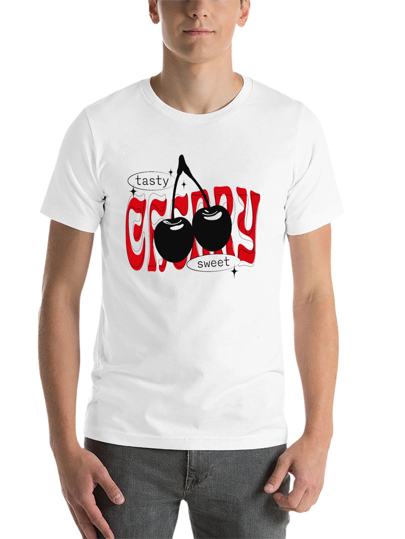 Black Tasty Cherry Graphic Tee - Unisex Black T-Shirt view 14