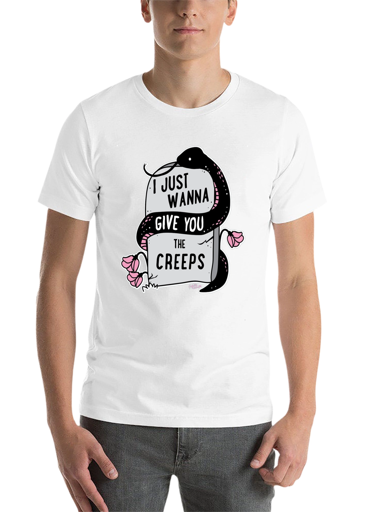 Black I Just Wanna Give You The Creeps Graphic T-Shirt view 14