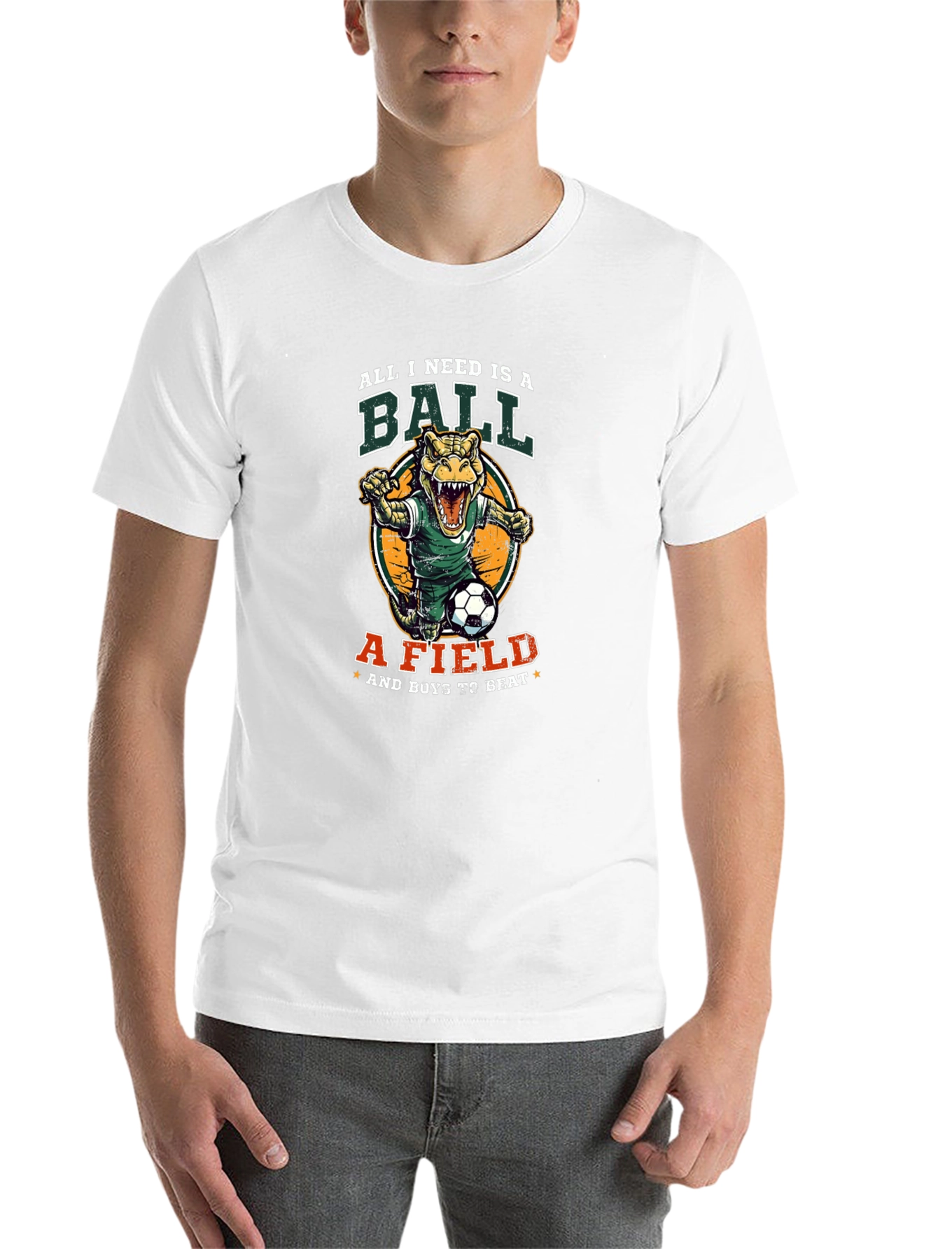 Black Dino Soccer T-Shirt - All I Need Is A Ball view 14