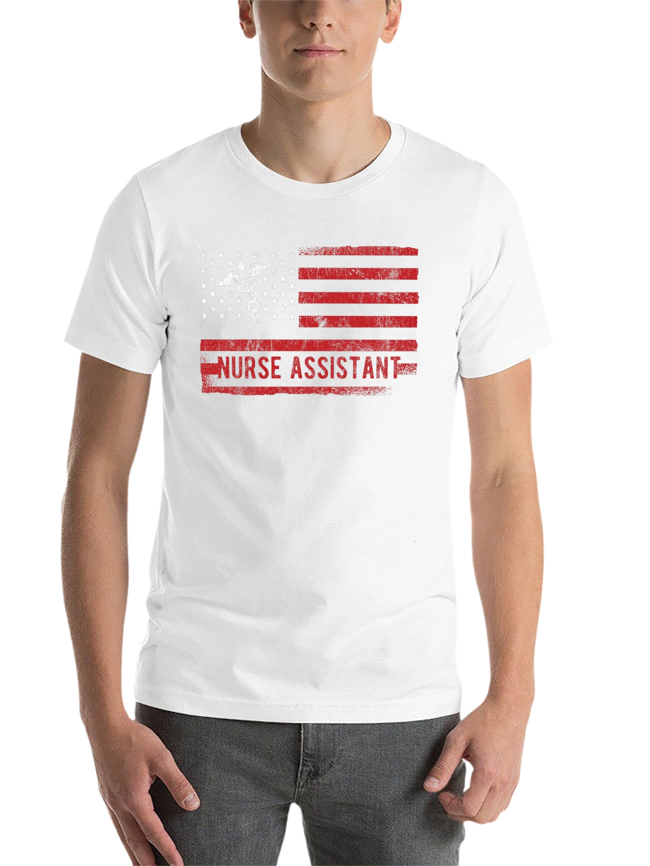 Black Nurse Assistant American Flag T-Shirt view 14