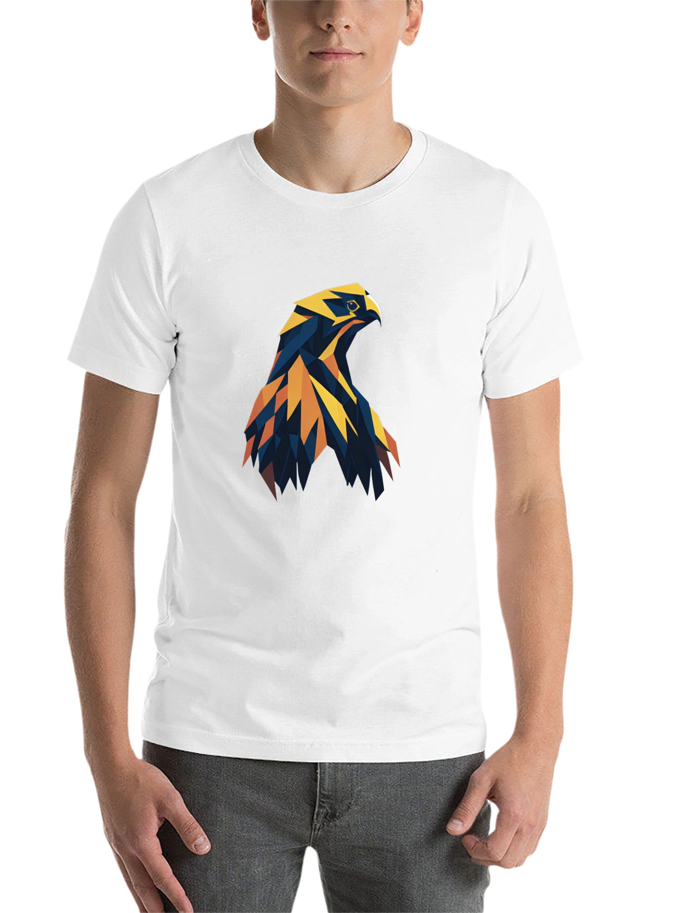 Geometric Eagle Graphic Tee - Stylish Men's Black T-Shirt - 14
