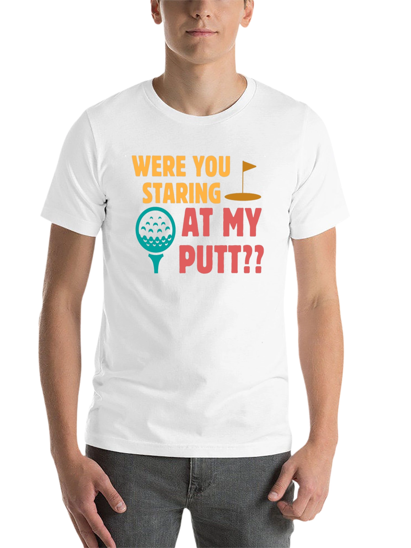 Black Were You Staring at My Putt T-Shirt view 14