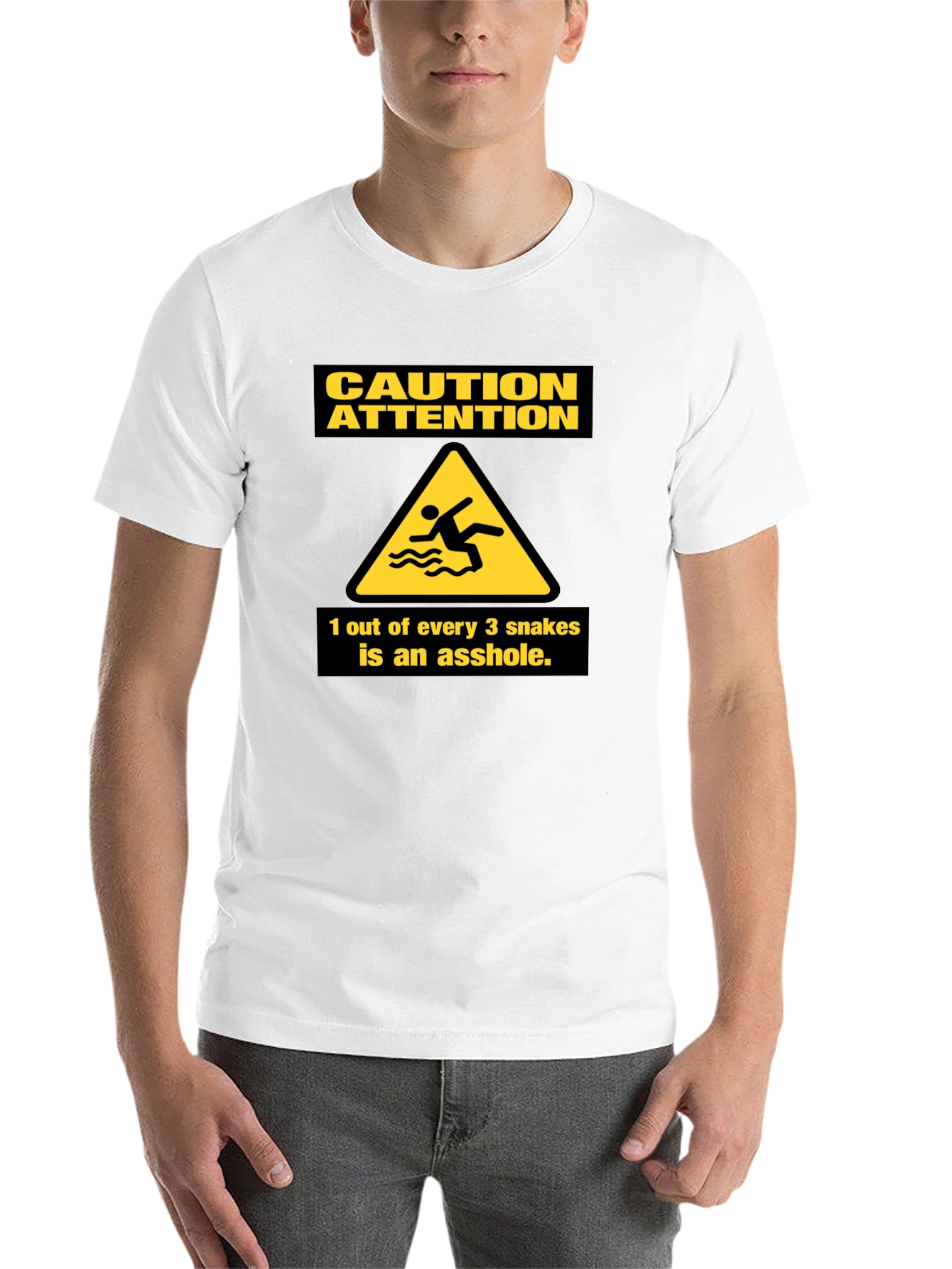 Black Caution Snakes Funny Graphic T-Shirt view 14