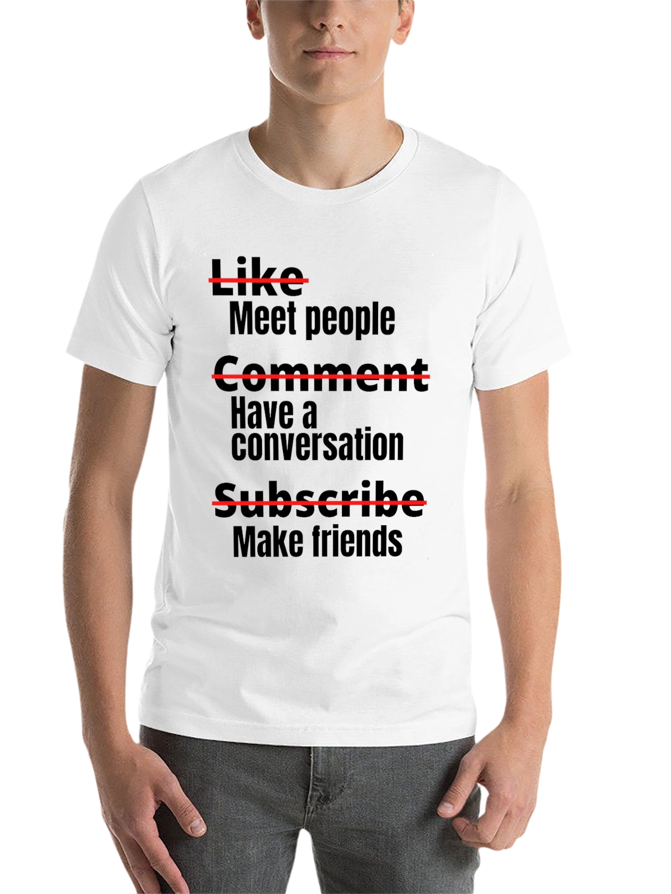 Black Funny Graphic Tee: Like, Comment, Subscribe T-Shirt view 14