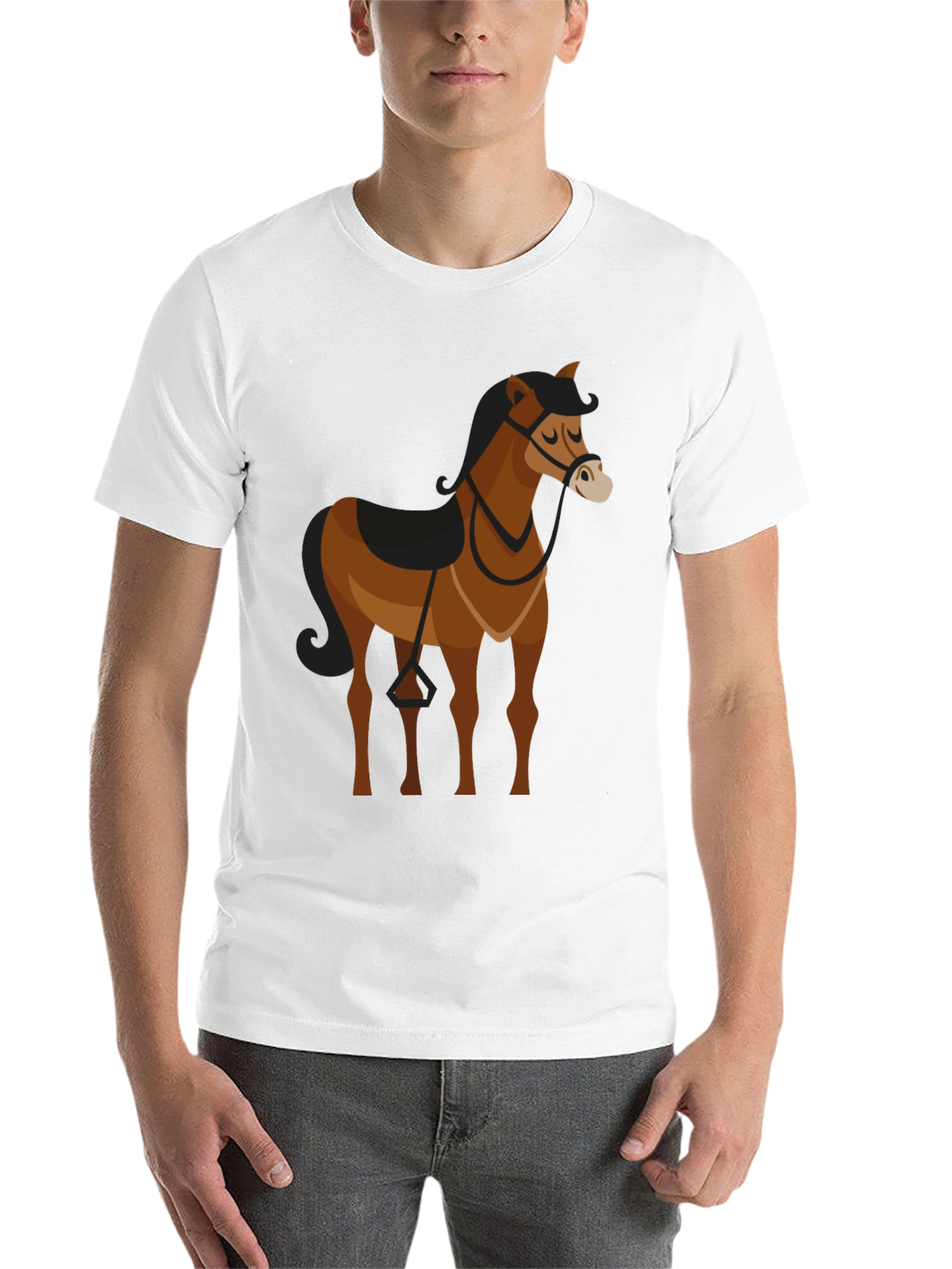 Black Black T-Shirt with Brown Horse Graphic view 14