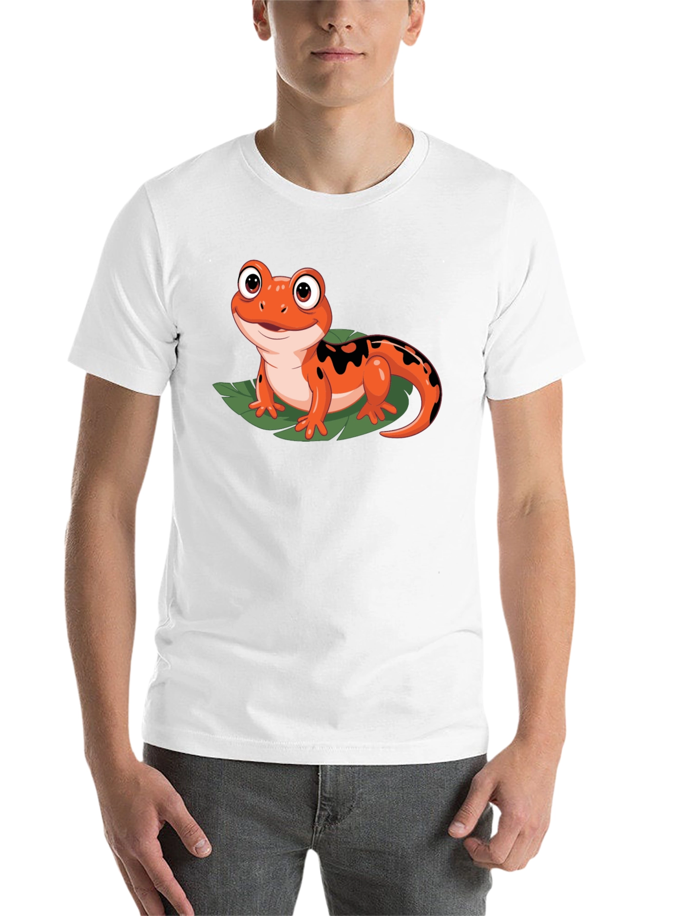 Black Cute Cartoon Salamander Graphic Black T-Shirt view 14