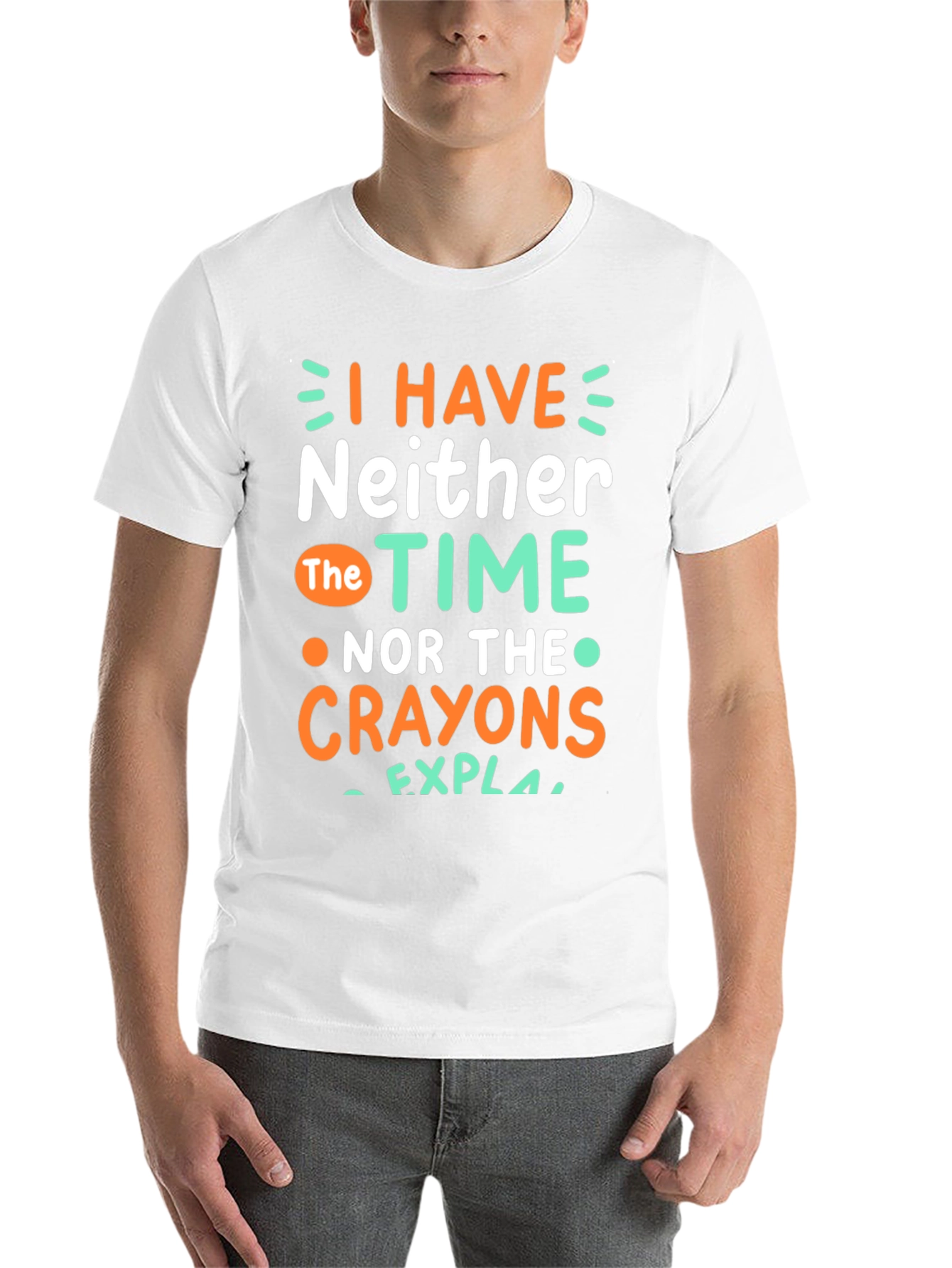 Black Funny Graphic T-Shirt: No Time, No Crayons view 14